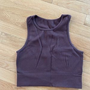 Brown high neck crop top